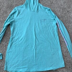 Vineyard Vines Women's Teal Hoodie with Pink Accents